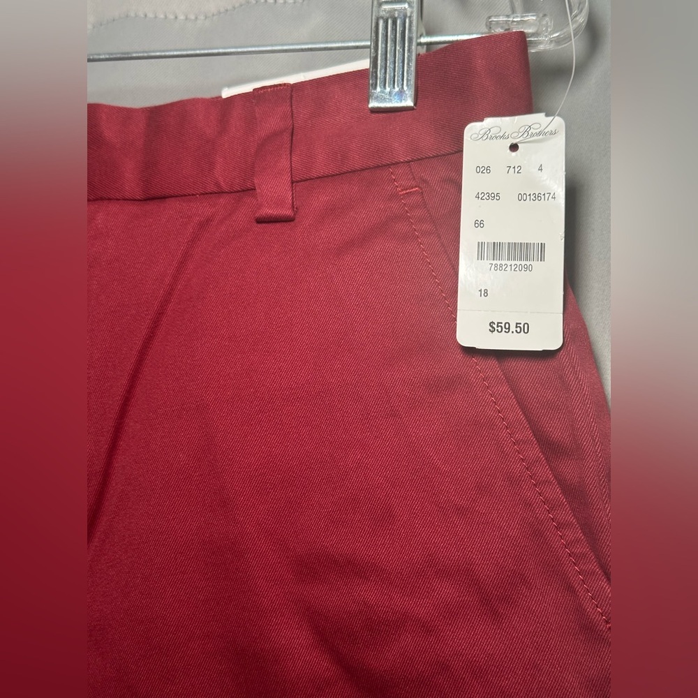 Brooks Brothers Fleece Boys Chino Pants Red Size 18 Straight Leg Flat Front NWT - Picture 7 of 14